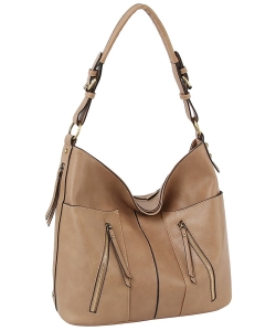 Fashion Zip Shoulder Bag Hobo LMD025-Z MOCHA